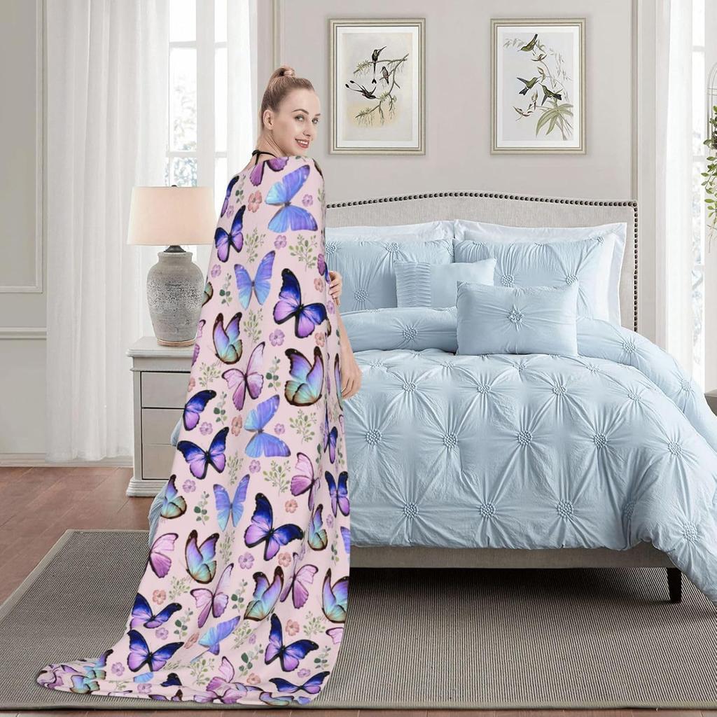 Decorative Butterfly Throw Blanket For Sofa Couch Living Room Home Decor Seasonal Tapestry Cozy Gift Art Print