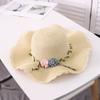Willow flower straw hat women's wavy edge big brim sun hat summer outdoor sun protection hat travel visor parent-child hat