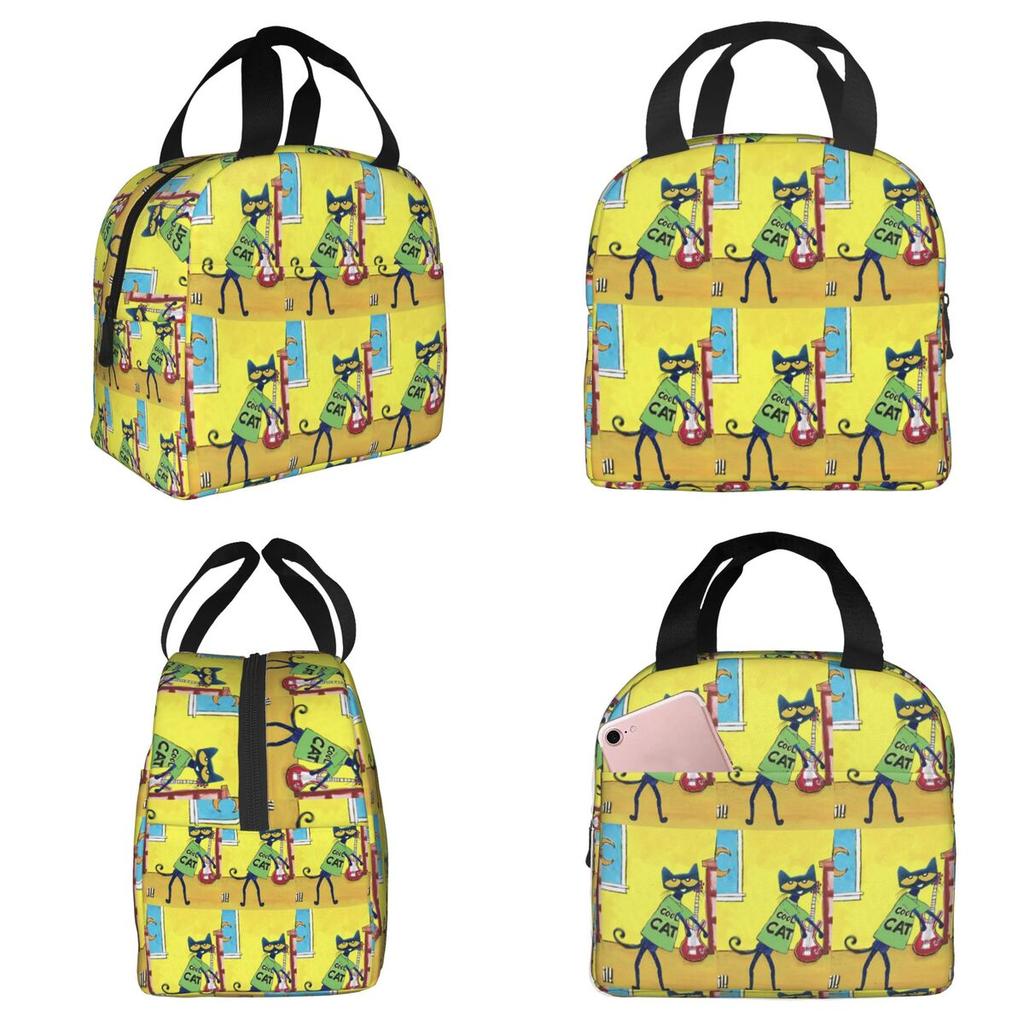Pete The Cat Insulated Lunch Bag for Kids School Cooler Thermal Food Box Tote Leakproof Lunch Boxes Container