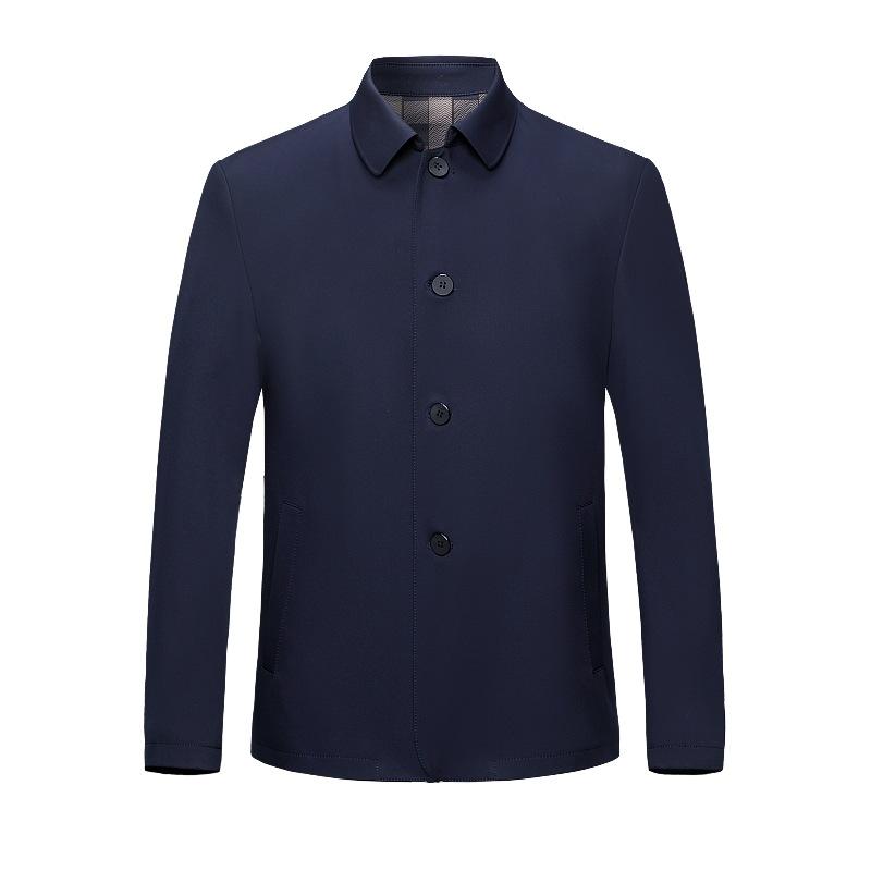 High-end mulberry silk jacket spring and autumn middle-aged men's jacket thin button middle-aged dad men's exposed button jacket