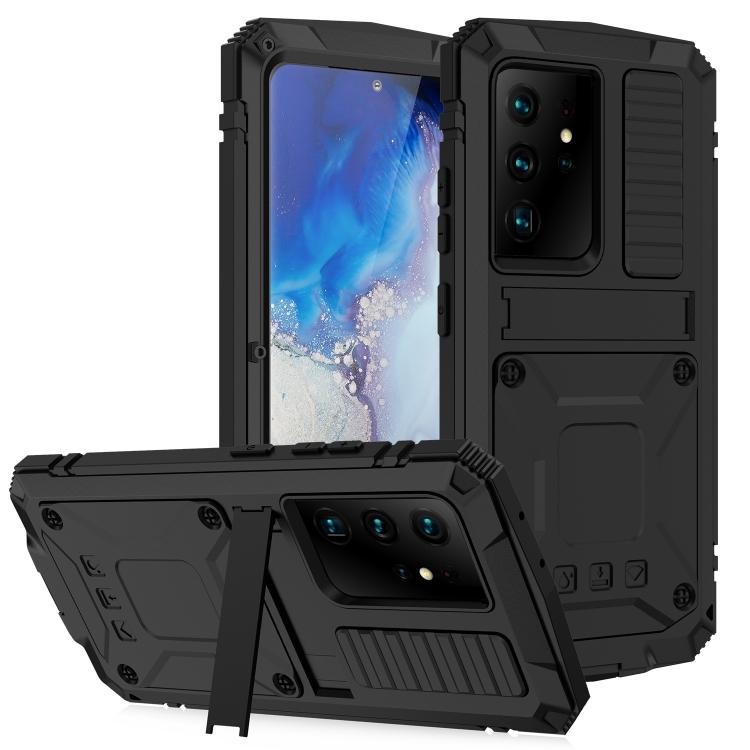 

For Samsung Galaxy S21 Ultra 5G R-JUST Shockproof Waterproof Dust-proof Metal + Silicone Protective Case with Holder For Samsung Galaxy S21 Ultra 5G чёрный