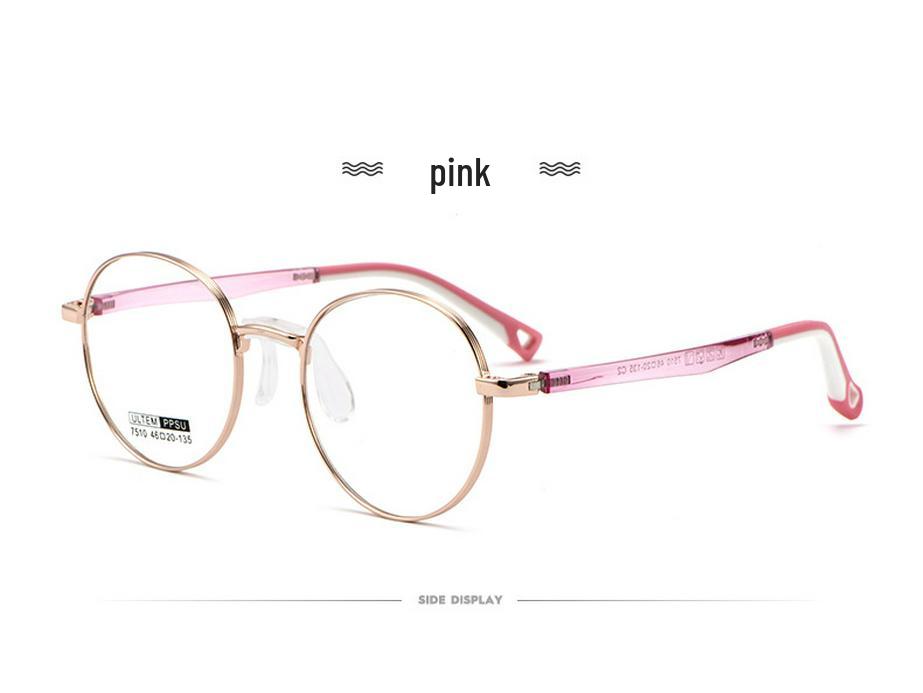 Ultralight Round Myopia Glasses 7510S for Kids & Women - Small Face Frame with Plastic & Steel Temples