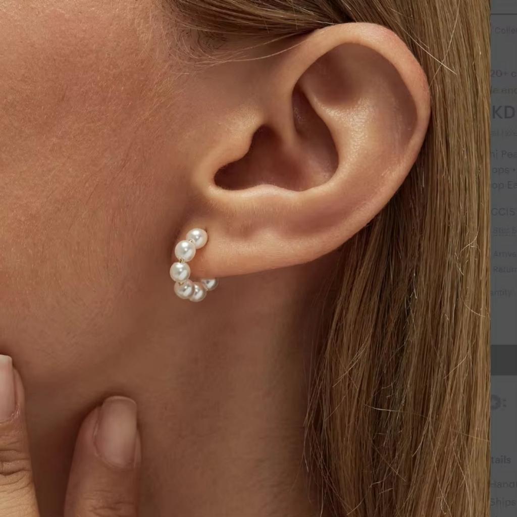 Exqusite Elegant C-Shaped Pearl Beaded Earrings Light Luxury Stainless Steel Stud Earrings  For Women Daily Wearing Gifts