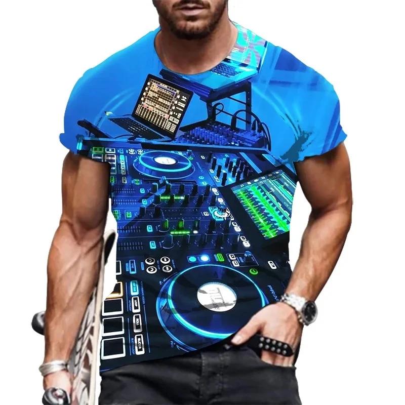

Stage DJ Keyboard 3d Printed T-shirt For Men Women Party Reunion Short Sleeves Tee Shirt Harajuku Personality Round Neck Tees 6XL
