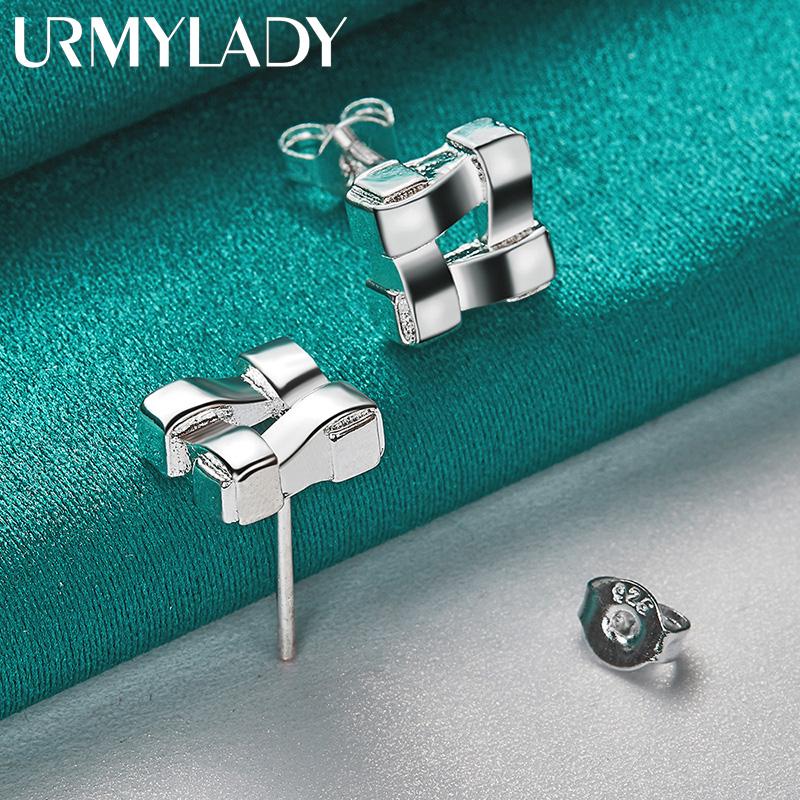 925 Sterling Silver Square Stud Earrings For Women Wedding Party Charm Jewelry