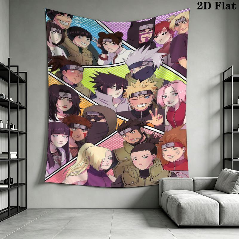Naruto Characters Wall Tapestry Aesthetic Wall Hanging Printed Fabric Blanket Decorative Tapestries For Bedroom Living Room Home Decor