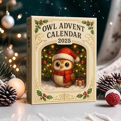 Owl-Advent Calendar 2025 24 Pack Xmas Tree Ornaments Set For Kids' Room Xmas Fun