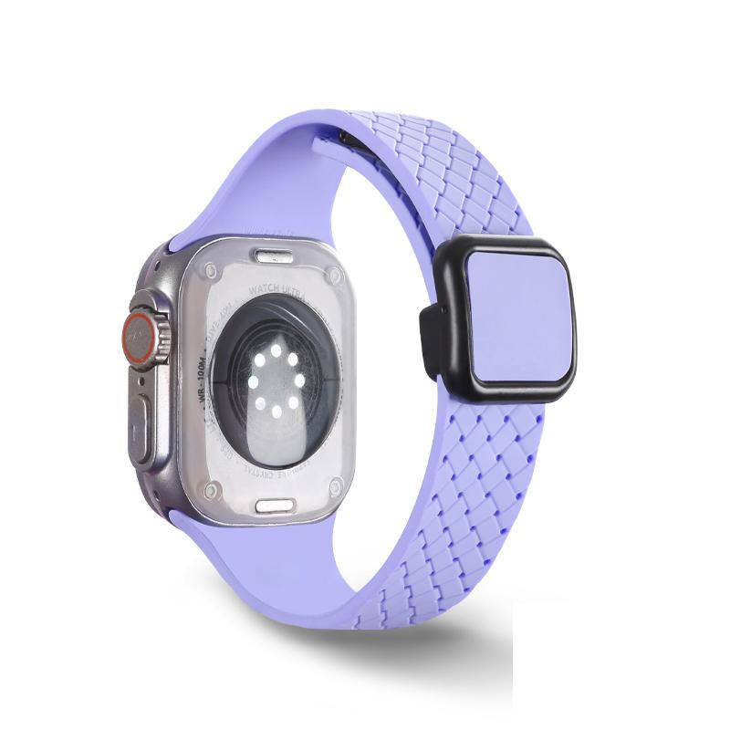 

Watch Band For Apple Watch Series 10 42mm/9 8 7 41mm/SE (2023) SE (2022) SE 6 5 4 40mm/3 2 1 38mm Woven Texture Silicone Strap Lilac