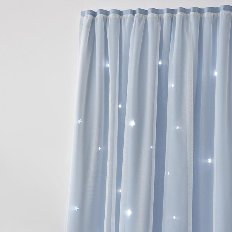 1PC Stars Blackout Self-Adhesive No Punching 1Mx2M Double Layer for Living Room Windows Curtain Self-Adhesive Sheer Curtains
