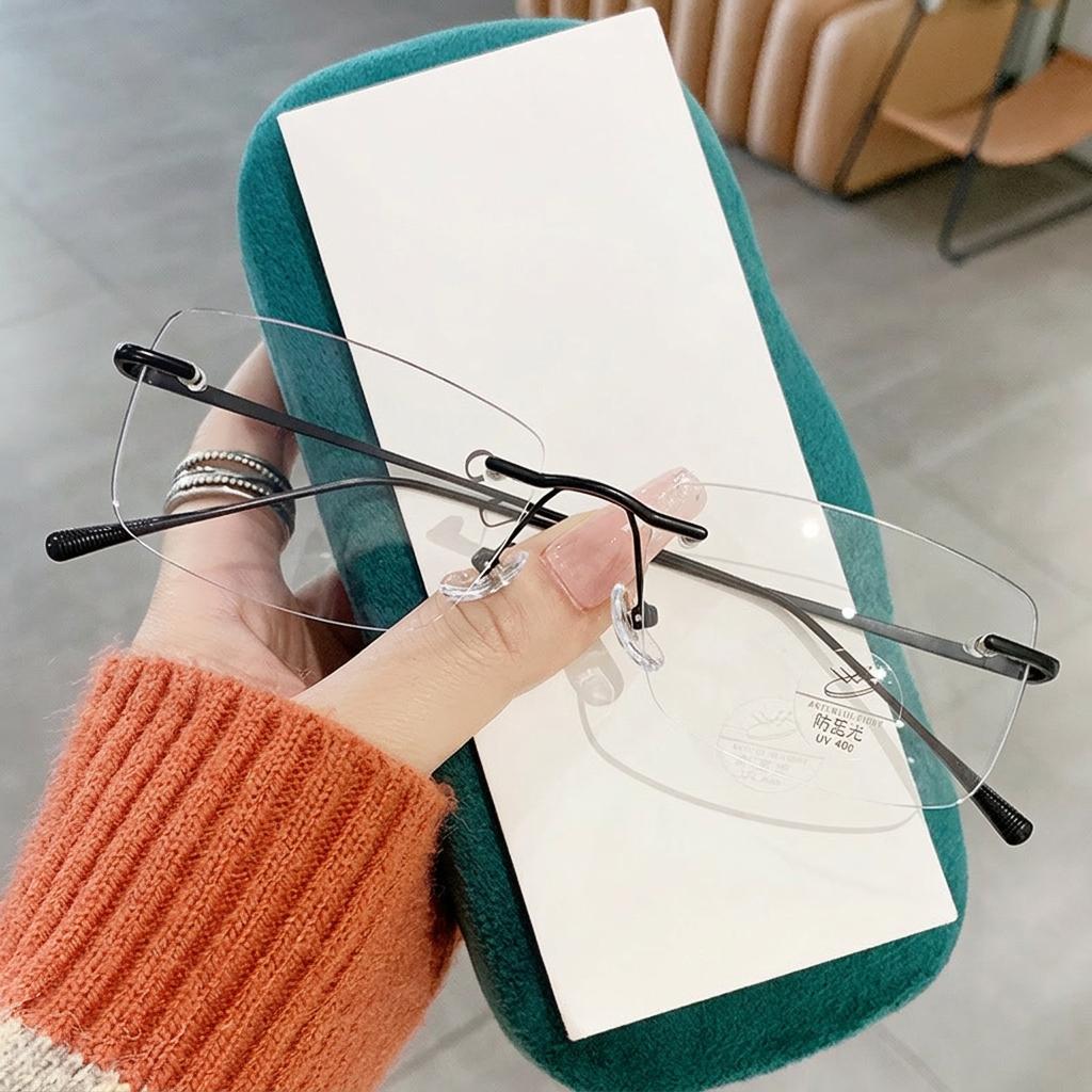 Rimless Eyeglass Frames Minimalist Square Eyeglass Frames Metal Eyeglass Frames Hypoallergenic Unisex Eyewear For Business Daily
