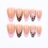 Long Lasting Press On Nail French Manicure Design Leopard Print 3D Bows and Sweet Pastel Non Toxic Nail Art For Women