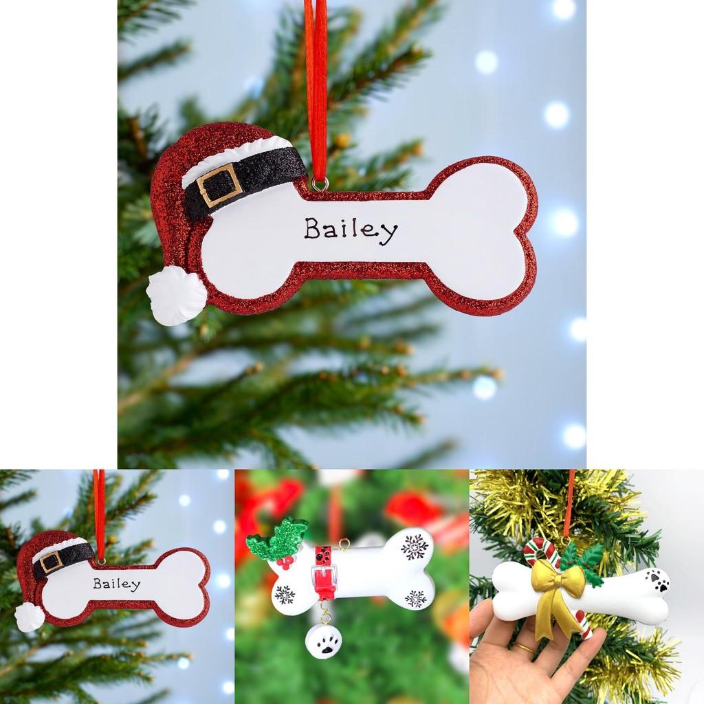 Stylish Hand-painted Resin Christmas Dog Bone Ornaments In Various Designs For Holiday Decor
