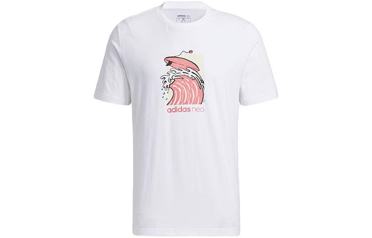 Adidas Neo T Shirts Men s White Crew Neck Moderate Straight Fit GS2581 S