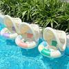 Galleggiante per Piscina per Bambini con Tettuccio, Anello Gonfiabile da Nuoto a Strisce Vintage con Sedile di Sicurezza e Maniglia, Anello Piscina Galleggiante con Protezione Solare per Bambino