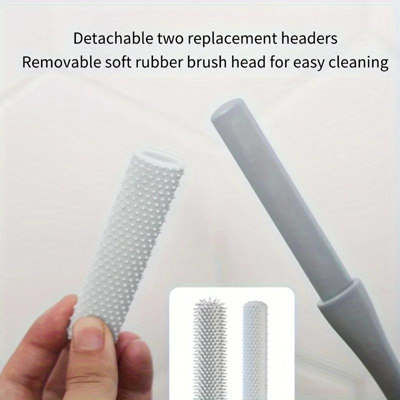Pacote com 2 Escovas de Limpeza para Espaços entre os Dedos do Pé com Cabo Longo Esfoliante de Silicone Super Macio para Pés Escova de Lavar Pés para Chuveiro