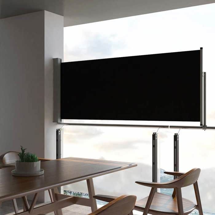 VidaXL Auvent Latéral Rétractable de Patio 100x300 cm Noir Pare-vue Brise-vent 45184