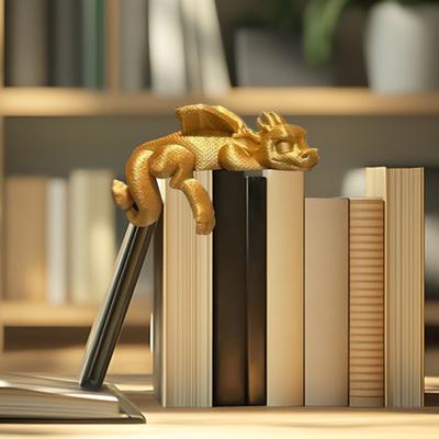 Sleeping Dragon Bookshelf Decor 3D Printed Dragon Figurine Book Nook Sleeping Dragon Shelf Decoration for Book Lovers And Fantasy Enthusiasts