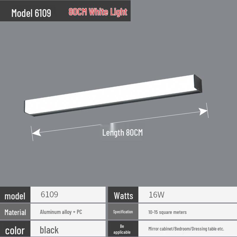 LED Punch-Free Waterproof Anti-Fog Bathroom Mirror Light - Modern Strip Makeup Light