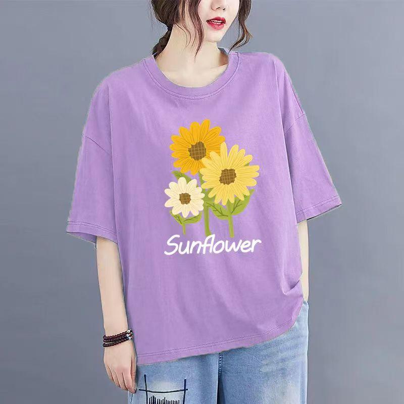 Cotton White T-shirt Women Short-sleeved Summer 2025 New Loose Short Half-sleeved Solid Color Tops