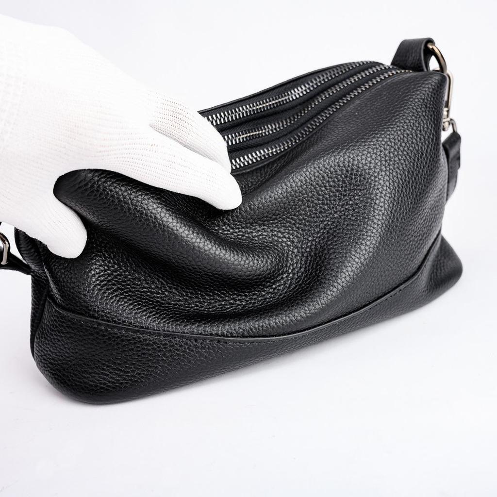 2025 Women's Genuine Leather Crossbody Bag, Multi-Layer Zipper, Large Capacity Cowhide Shoulder Bag for Moms