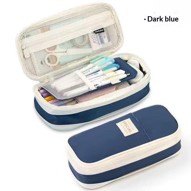 Oxford Cloth Pencil Case Large Capacity Zipper Closure Portable Stationery Bag for Teen Students Office Daily Use