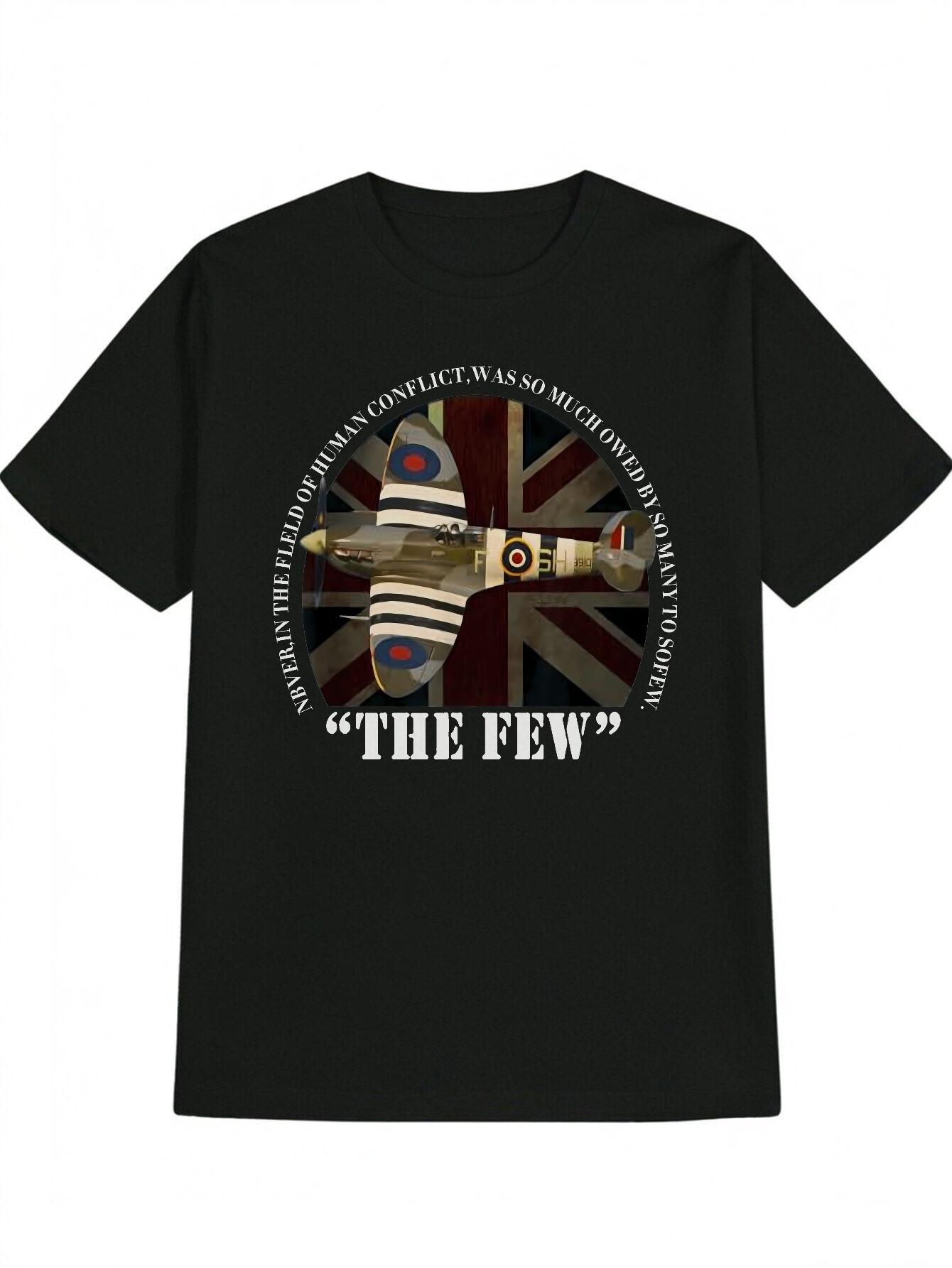 Patriotic Fighter Jet & Union Jack T-shirt - The Few -Inspired Design L
