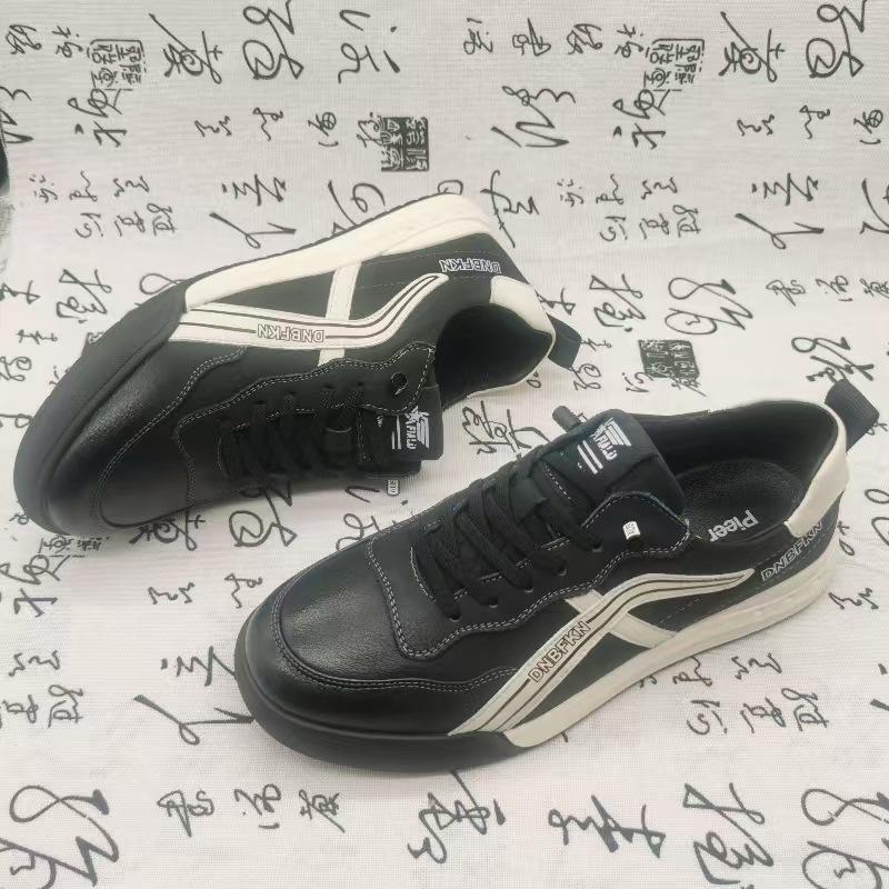 Four sports leather shoes men's cowhide round head trend fashion casual men's versatile leather shoes