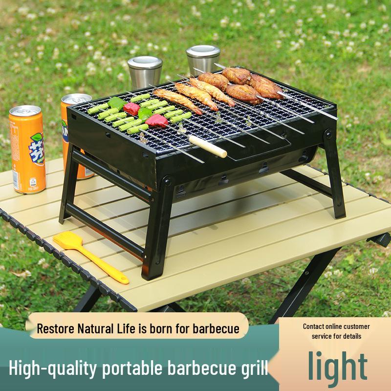 

Портативный складной угольный гриль-барбекю для использования на открытом воздухе 35*27*19.5 cm (Small Black Stove)