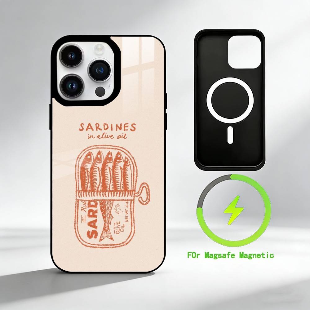 C-Canned S-sardines Phone Case For iPhone 17 16 15 14 13 12 Pro Max Plus for Mirror Wireless Magnetic Cover