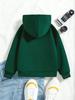 Boys' Autumn/Winter Fashion -Lined Hooded Sweatshirt "Santa Says Six Seven" Lettering Element with Santa Claus Cartoon Print Wearing