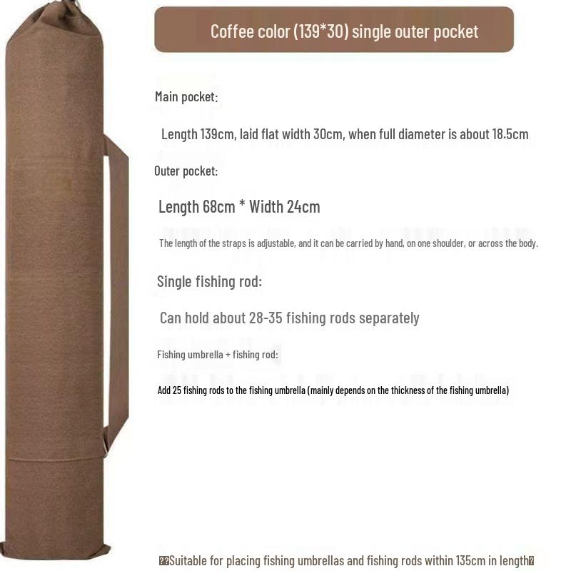 Lightweight Canvas Fishing Gear & Rod Storage Bag with Umbrella Holder