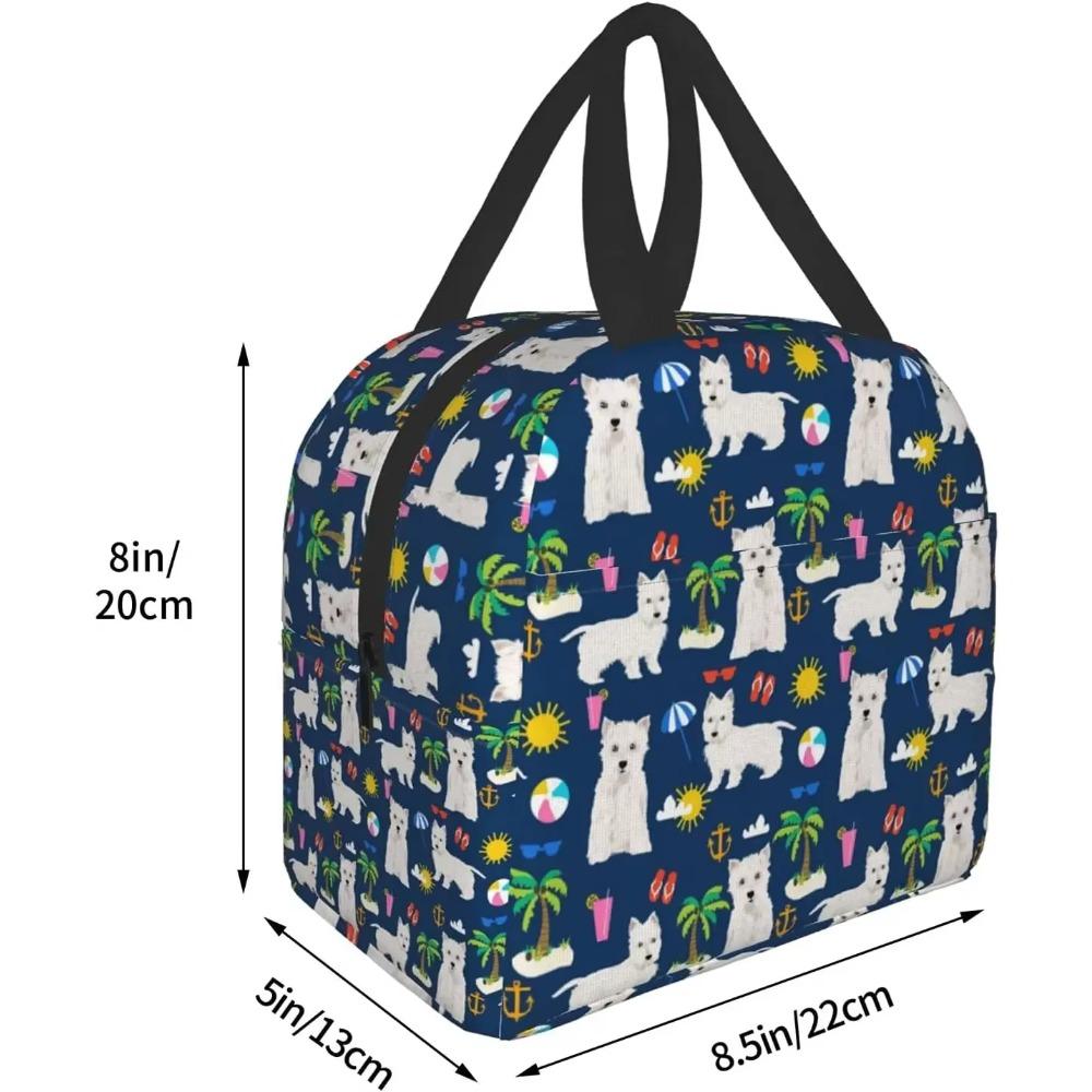 Beach Summer Tropical Dog Insulated Lunch Bag for Women Cooler Tote Box Leakproof Reusable Portable Lunch Bag Work School Picnic