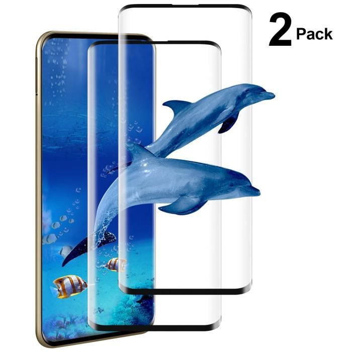 2 pcs pour samsung galaxy s10 verre trempé film protection d'écran couverture complète 9h anti-rayures haut définition