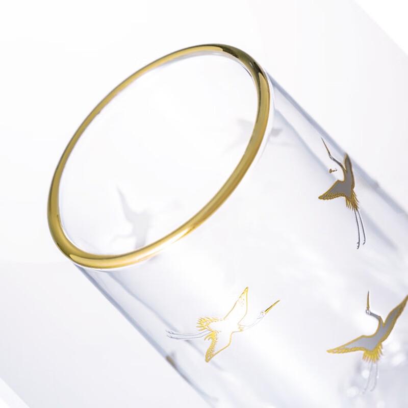 

Gebeitang Gold and Silver Crane Double-Layer Glass Cup