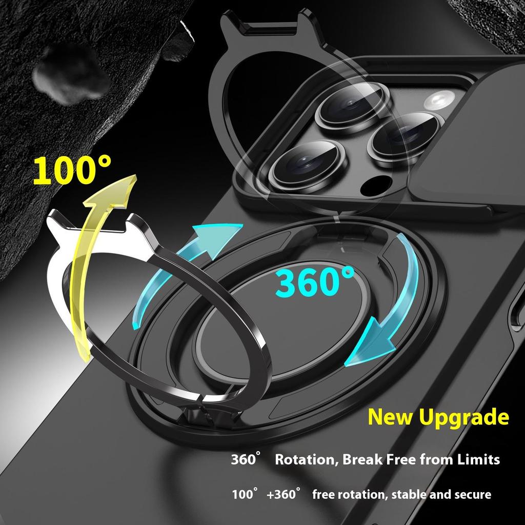 Magnetic Adjustable Kickstand Case for iPhone 17 16 Plus 15 14 13 Pro Max Camera Slide Shockproof Bumper Slim Protective Cover