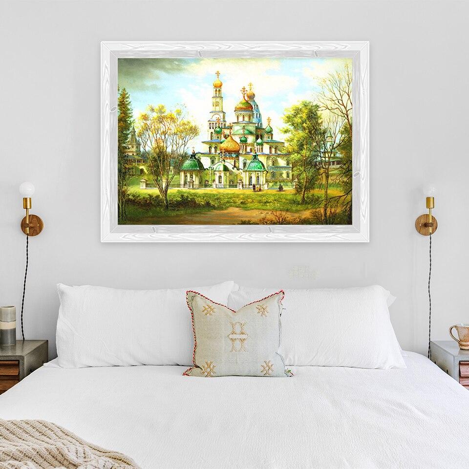 Nová 5D DIY Diamantová malba zámku Sněhová scéna Diamantové vyšívání Krajina Křížový steh Plný kulatý vrták Domácí dekorační dárek