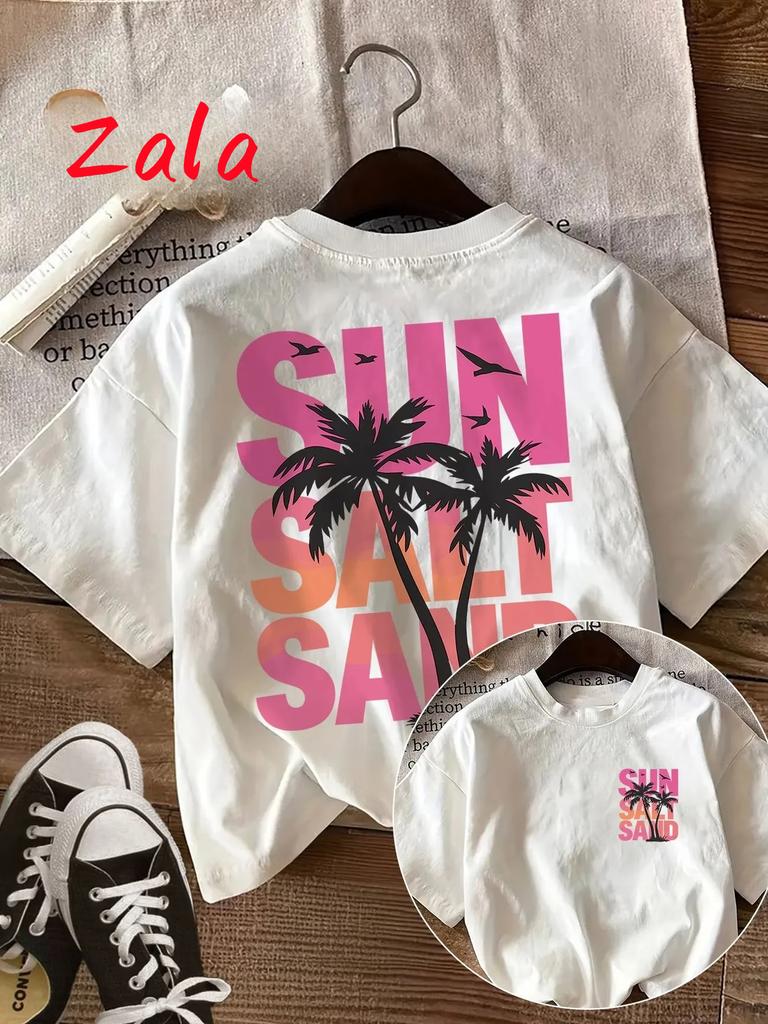 Sun Salt Sand Tree Beach Graphic Unisexs Tshirt Soft Crew Neck Female Top Tee Summer Casual Short Sleeved Unisexs Clothing