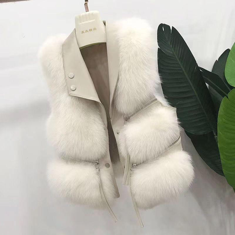 

Жилет куртка женский зимний новый жилет короткий Мао Мао жилет жилет искусственный мех легкий S белый