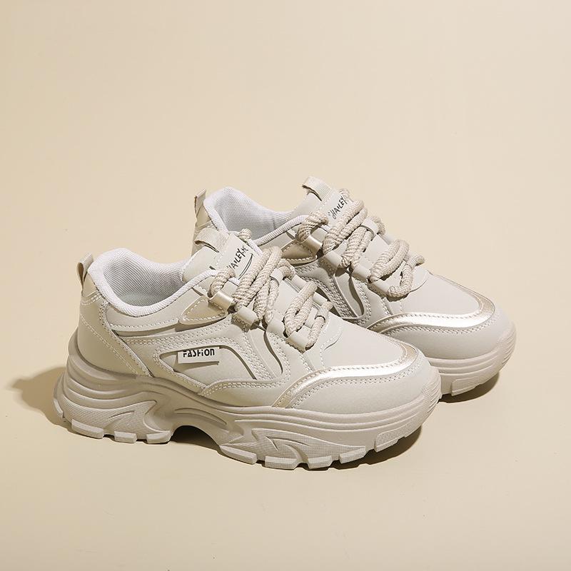 

Женские кожаные кроссовки в корейском стиле на низкой подошве, дышащие повседневные кроссовки с увеличением роста, издание «Осень 2024» 40 серый