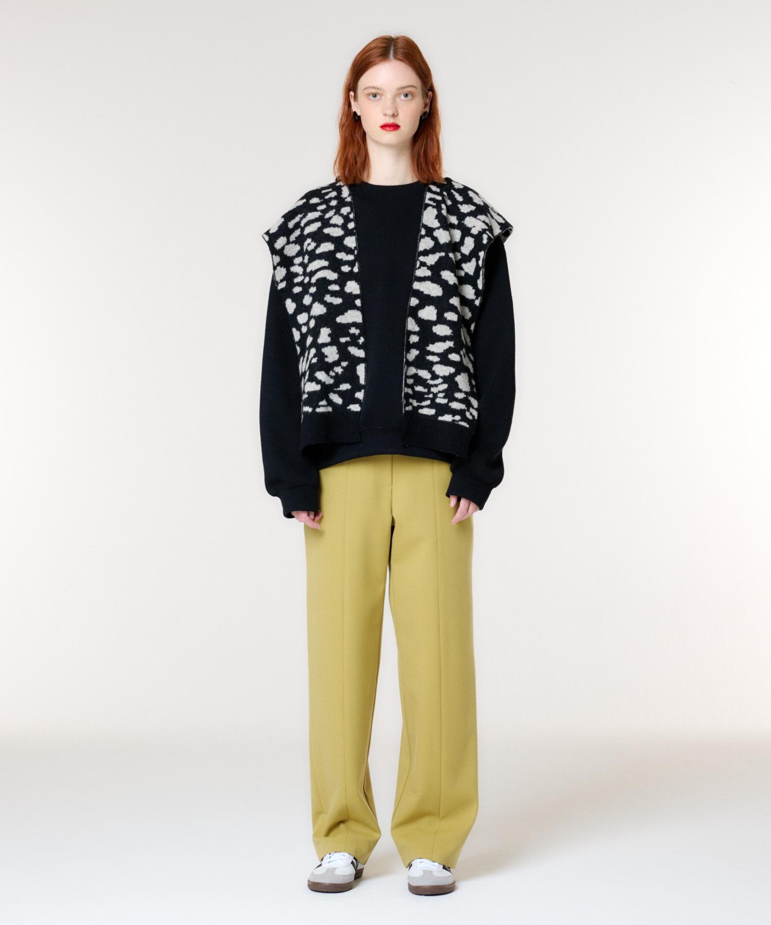The Studio K Leopard Shawl Layered Knit Top (Black)
