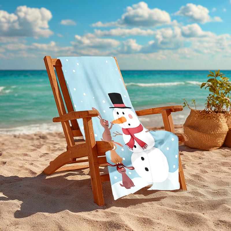 Ultra-Soft Beach Towel with Christmas Snowman Theme,Ideal for Pool - Camping, Diving - Perfect Travel Essential, Vibrant Beach Towel.