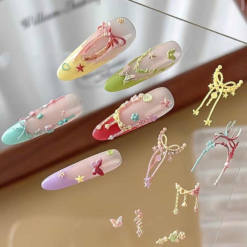 Bowknot Bead Chain Ribbon 3D Silicone Mold Nail Art Decorations Diy Design Silicone Nail Art Mold Template For Nail Charms