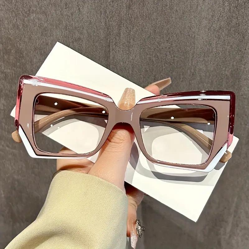 Cat Eye Glasses Gradient Color Frame Transparent Lens Computer Glasses Color Block Women