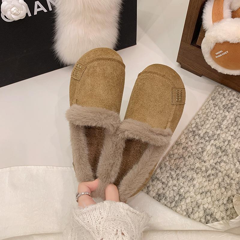 Retro plush shoes women's winter 2025 new soft-soled outer wear Doudou shoes warm cotton shoes mother shoes