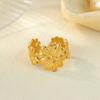 Daisy Flowers Stainless Steel Rings 18K Gold-plated Anti Fading Open Ring for Women Vacation Wedding Jewelry Accessories Gifts