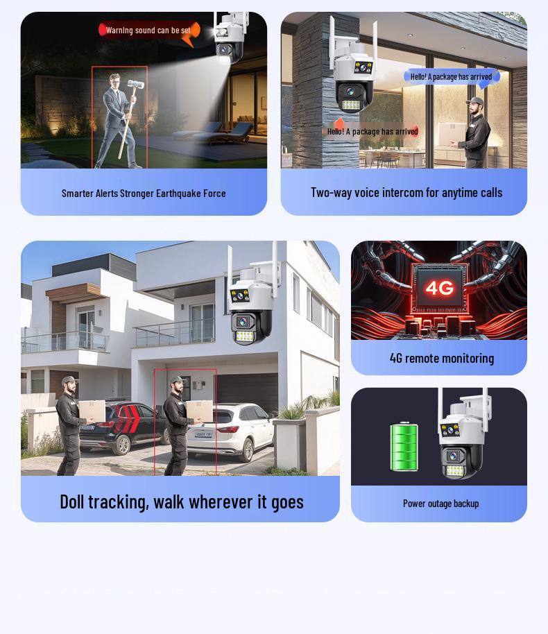 Smart Wireless Outdoor Surveillance Camera with HD Night Vision and Dual-Picture Capability