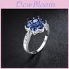 Elegant Blue Flower Shaped Ring For Women With Silver Topaz Detailing In Fashionable Style