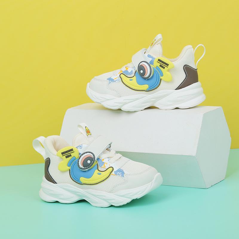 Ding Meng Gelbe Ente Kinder Leichte Netz-Laufschuhe - Frühjahrs-/Herbststil, Cartoon-Design, Weich und Atmungsaktiv für Kleinkind-Mädchen.