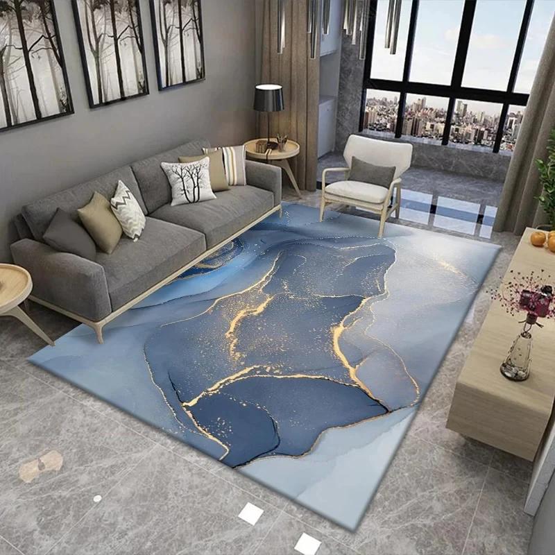 Nordic Light Luxury Marble Living Room Carpet Bedroom Art Abstract Bedside Carpets Kitchen Non-slip Balcony Study Rugs Porch Mat