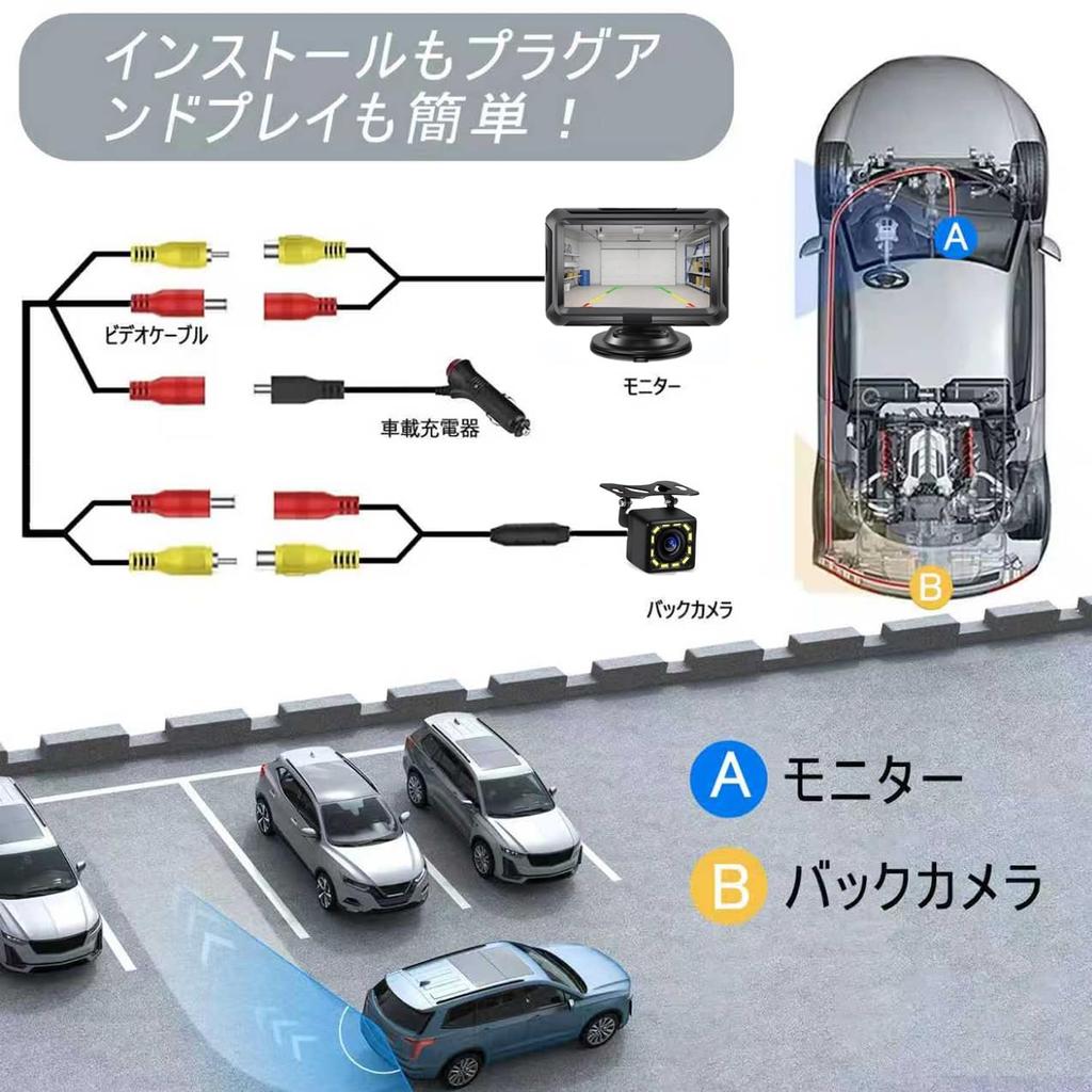 Stynxro Backup Camera Monitor Set with LCD Night Guideline Extension Cigarette Lighter Power IP67 Waterproof and Easy Parking Assist 12V Compatible